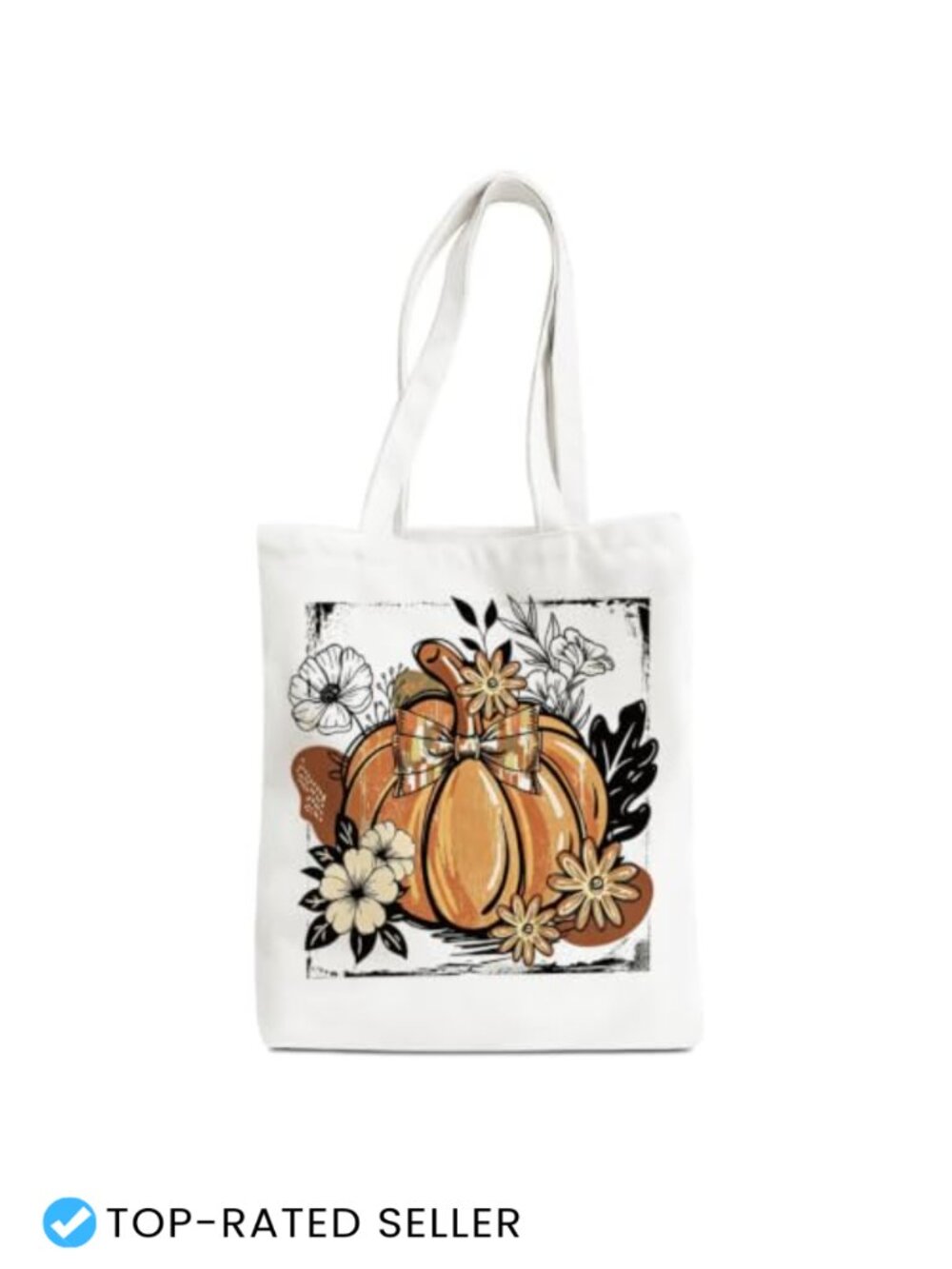 Boho Fall Tote Bag Pumpkin Bow Canvas Tote for Women